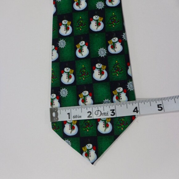 Yule TIE Greetings Men Snowman Christmas Tree Candy Cane Snow Flake Holiday Tie - Picture 3 of 7